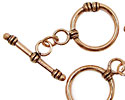 Antique Copper Toggle Clasp w/ Side Coil 18mm, 28mm Bar