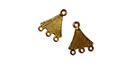 Stampt Antique Gold (plated) Etched Fan 3 Ring Connector 10x13mm