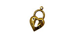 Stampt Antique Gold (plated) Heart Lock Charm 12x20mm