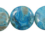 Larimar Blue Crazy Lace Puff Coin 30mm