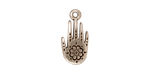 TierraCast Antique Silver (plated) Henna Hand Charm 9x19mm
