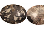 Black Silver Leaf Flat Oval 30x22mm