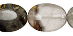 Black Rustic Quartz Flat Oval 30x20mm