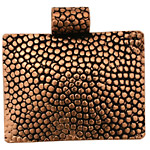 Antique Copper Rectangle Cobblestone Pendant 49x37mm, 9mm loop