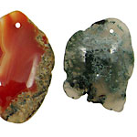 Landscape Moss Agate Freeform Pendants 35-55x20-35mm
