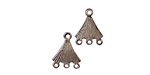 Stampt Antique Pewter (plated) Etched Fan 3 Ring Connector 10x13mm