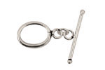 Antique Silver (plated) Plain Oval Toggle Clasp 15x13mm, 27mm bar