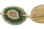 Green Agate w/Rings Natural Edge Freeform Faceted Slab 26-42x18-33mm