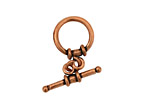 Antique Copper Toggle Clasp with Tube Detail 14mm, 22mm bar