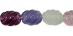 Rainbow Fluorite (A) Carved Swirl Rice 16x12mm