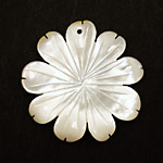 Mother of Pearl Carved Flower w/Rounded Petals Pendant 40mm