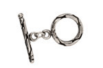 Antique Silver (plated) Patterned Bark Toggle Clasp 16mm, 26mm bar
