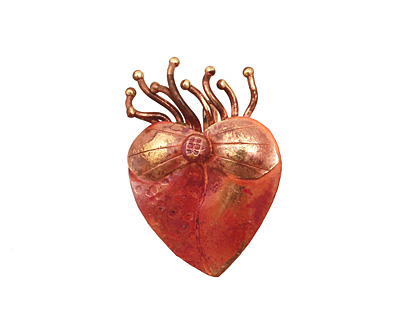 Patricia Healey Copper Flaming Heart Pendant 18x28mm