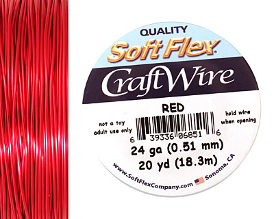Soft Flex Red Craft Wire 24 gauge, 20 yards