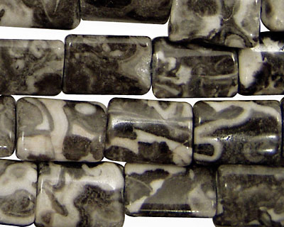 Black Tree Agate Thin Pillow 14x10mm