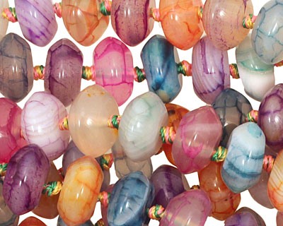 Rainbow Fire Agate Rondelle 5-7x12mm
