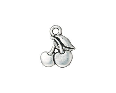TierraCast Antique Silver (plated) Cherries Charm 14x17mm