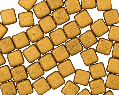 Czech Glass Matte Metallic Goldenrod Square 6mm