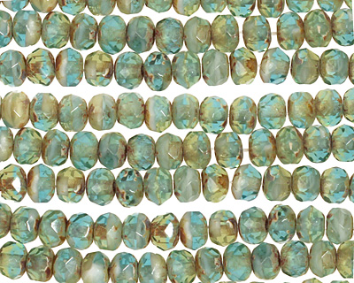 Czech Glass Sandy Shores Fire Polished Rondelle 4x5mm