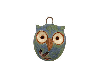 Kylie Parry Ceramic Blue Earth Hoot Owl Charm 19x26mm