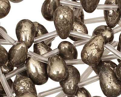 Golden Pyrite (silver tone) Teardrop 7x12mm