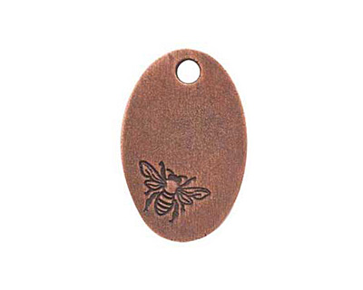 Nunn Design Antique Copper (plated) Large Oval Bee Tag 16x25mm