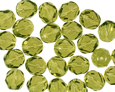 Czech Fire Polished Glass Olivine Round 8mm
