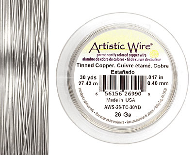 Artistic Wire Tinned Copper 26 gauge, 30 yards