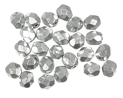Czech Fire Polished Glass Matte Metallic Aluminum Round 6mm