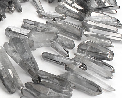 Metallic Coated Quartz Faceted Stick Drop 4-11x18-46mm