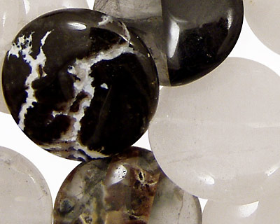 Black Rustic Quartz Puff Coin 25mm