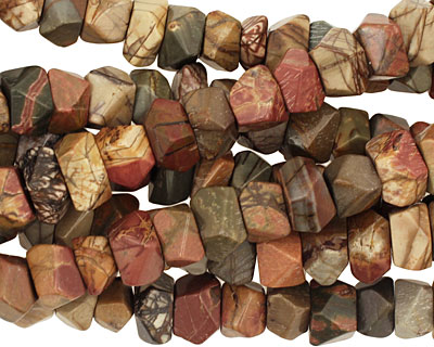 Red Creek Jasper Irregular Faceted Rondelle 6-7x10-12mm
