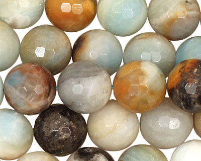 Amazonite Blk. Tourmaline Faceted Round 16mm