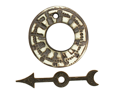 Earthenwood Studio Ceramic Time Wheel Toggle Clasp 27-28mm, 37mm bar
