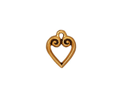 TierraCast Antique Gold (plated) Heart Charm 10x13mm