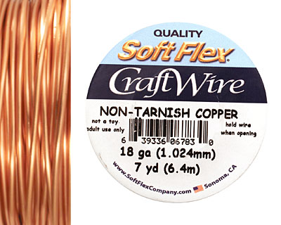 Soft Flex Non-Tarnish Copper Craft Wire 18 gauge, 7 yards