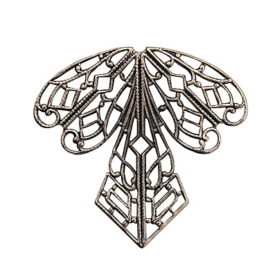 Stampt Antique Pewter (plated) Deco Iris Filigree 36x38mm