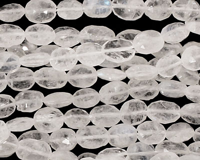Moonstone (rainbow) Faceted Flat Oval 6-9x5-6mm