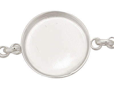 Silver (plated) Circle Bezel Link Bracelet 27mm