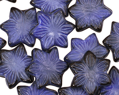 Czech Glass Denim Dreams 6 Petal Flower 18mm
