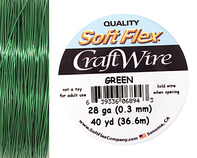Soft Flex Green Craft Wire 28 gauge, 40 yards