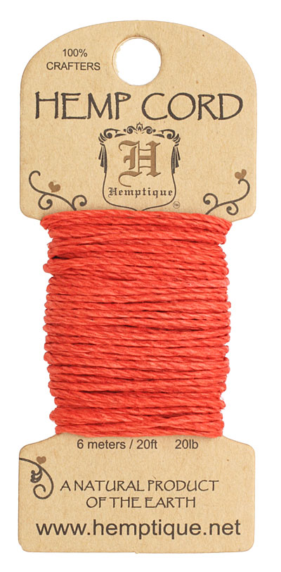 Red Hemp Twine 20 lb, 20 ft