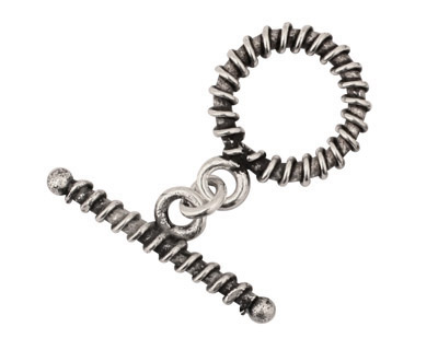 Antique Silver (plated) Coiled Toggle Clasp 18mm, 28mm bar