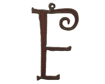 The Lipstick Ranch Rusted Iron Letter F Pendant 32x50mm