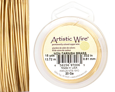 Artistic Wire Non-Tarnish Brass 20 gauge, 15 yards