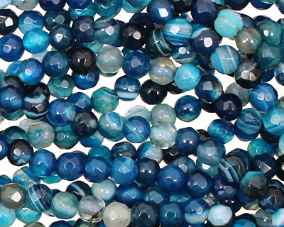 Sky Blue Line Agate Faceted Round 4mm