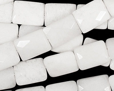 White Jade Faceted Thin Pillow 20-21x15mm