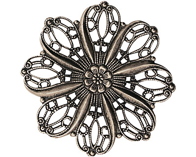 Stampt Antique Pewter (plated) Crocus Filigree 36mm