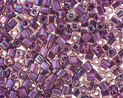 TOHO Rainbow Rosaline (with Opaque Purple Lining) Cube 3mm Seed Bead