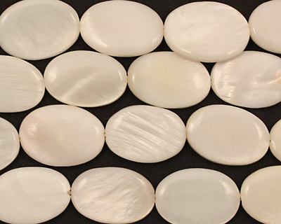 White Fresh Water Shell Flat Oval 14x10mm